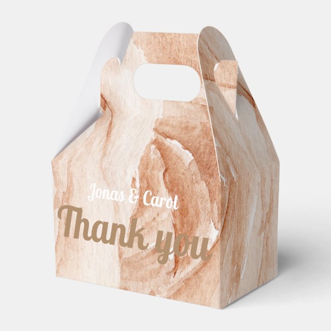 Custom Vielen Dank Hochzeit Aquarellfarben beige R Geschenkschachtel (Vorderseite)