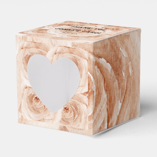 Custom Vielen Dank Hochzeit Aquarellfarben Rose Bl Geschenkschachtel (Vorderseite)