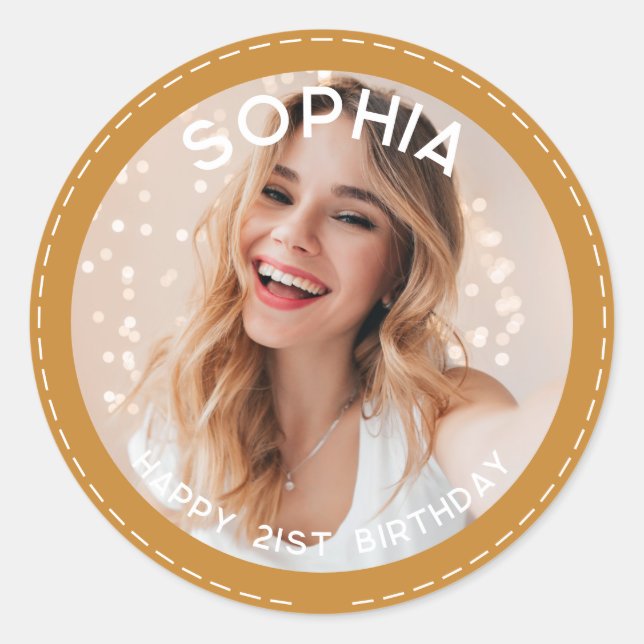 Custom Vielen Dank Niedlich Modernes 21. Geburtsta Runder Aufkleber (Vorderseite)