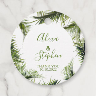 Custom Vielen Dank Palm Blätter Tropical Wedding Geschenkanhänger