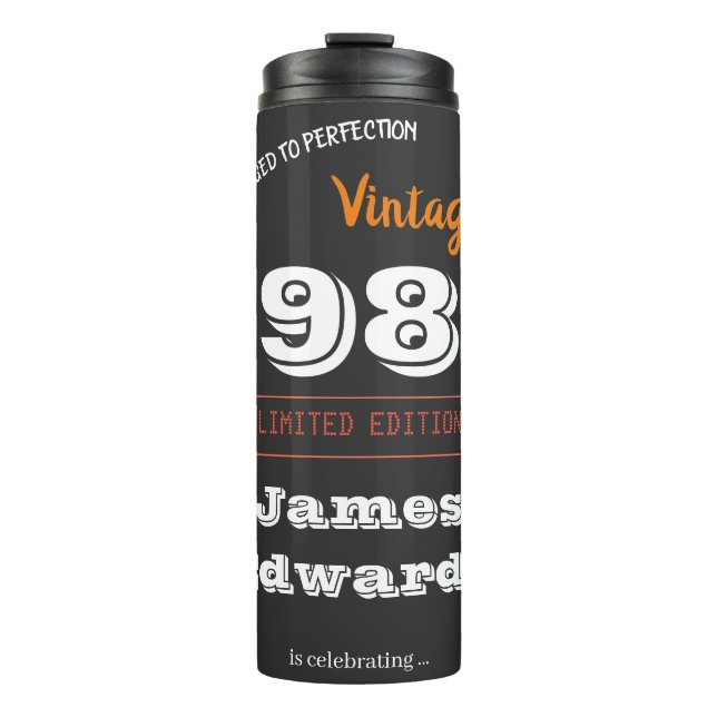 Custom Vintag 1986 40. Geburtstag - Retro Thermosbecher (Vorderseite)