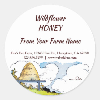 Custom Vintag Beehive and Clouds Honey 3" Runder Aufkleber