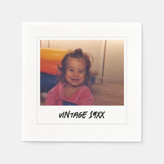 Custom Vintag Birthday Party Baby Foto Napkins Serviette (Vorderseite)