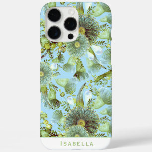 Custom Vintag Blue Wattle and Eucalyptus iPhone 16 Pro Max Hülle