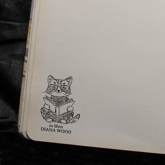 Custom Vintag Cat Ex Libris Gummistempel (Von Creator hochgeladen)