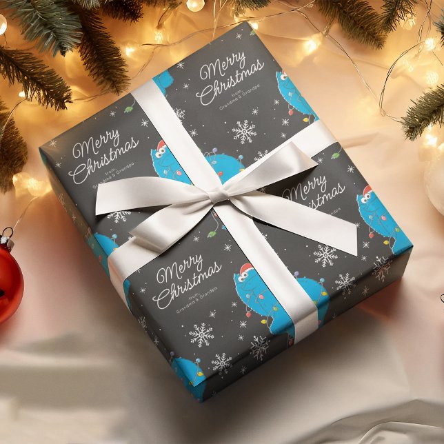 Custom Vintag Cookie Monster Weihnachten Geschenkpapier (Wrapped gift)