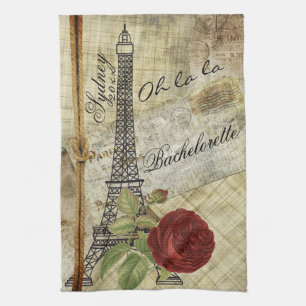 Custom - Vintag Paris - Bachelorette-Birthday Geschirrtuch
