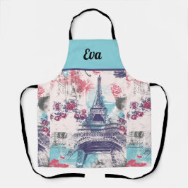 Custom Vintag Paris Eiffelturm und Rose Schürze