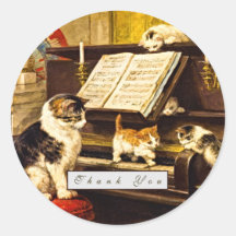 Custom Vintag Piano Lektion Mutter Katze & Kätzche