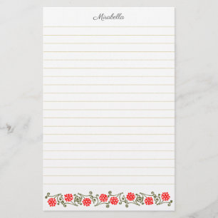 Custom Vintag Red Daisy and Gold Lined Stationery Briefpapier