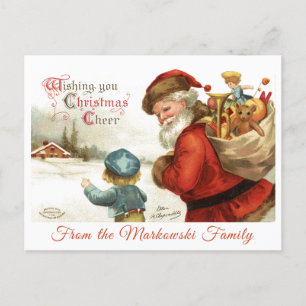 Custom Vintag Santa Claus and Child Christmas Feiertagspostkarte