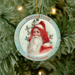 Custom Vintag Santa Claus Holly Berry Weihnachten Keramik Ornament