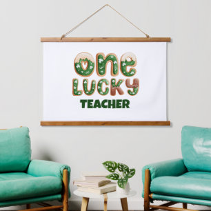 Custom Vintag St Patricks Day One Lucky Teacher Wandteppich Mit Holzrahmen