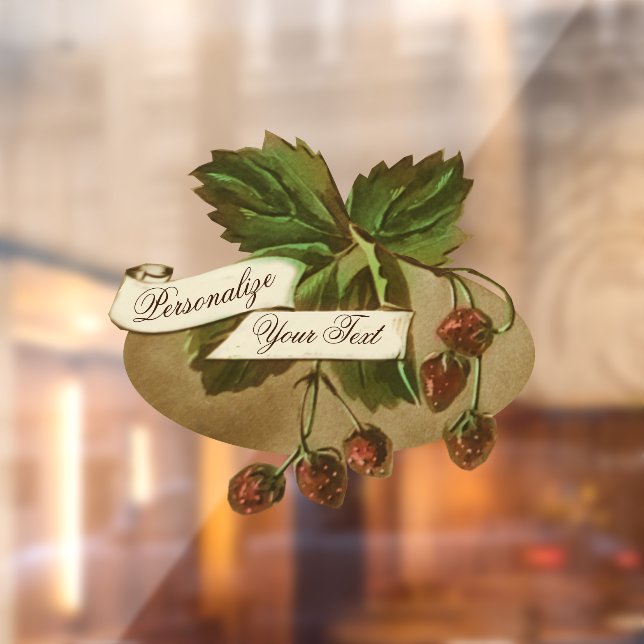 Custom Vintag Strawberries Fruchtwarenrestaurant Fensteraufkleber (Blatt 2)