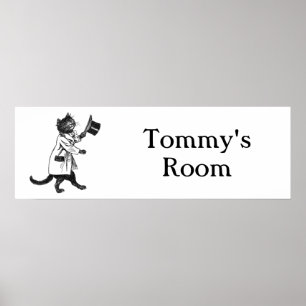 Custom Vintag Top Hat Cat Banner Poster