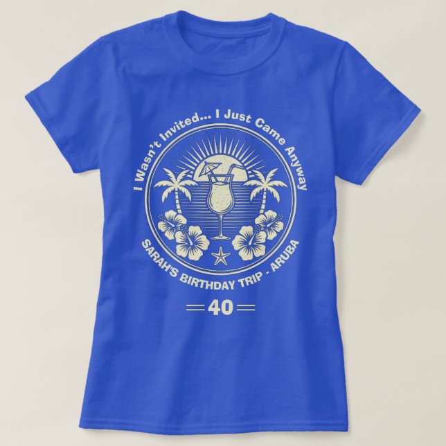 Custom Vintag Tropical Birthday Trip T-Shirt (Design vorne)