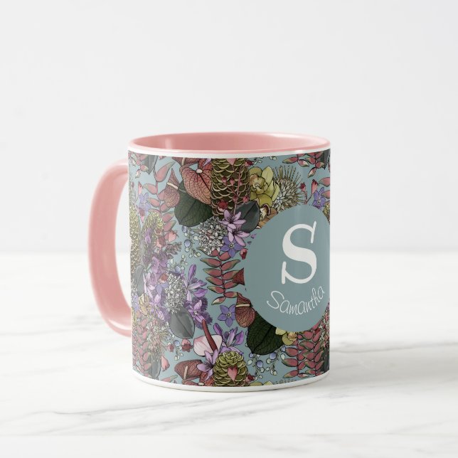 Custom Vintag Tropical Summer Wildblumen Tasse (Vorderseite Links)