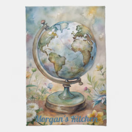 Custom Vintag World Travel Art Geschirrtuch