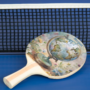Custom Vintag World Travel Art Tischtennis Schläger