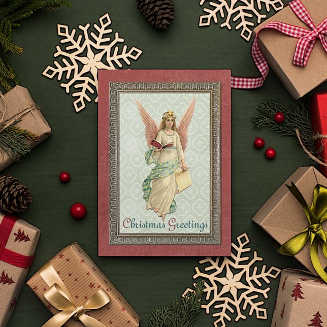 Custom Vintage Antike Holiday Seasons Greetings Postkarte (Von Creator hochgeladen)