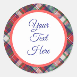 Custom Vintage Christmas Bauernhof Buffalo Karo Runder Aufkleber