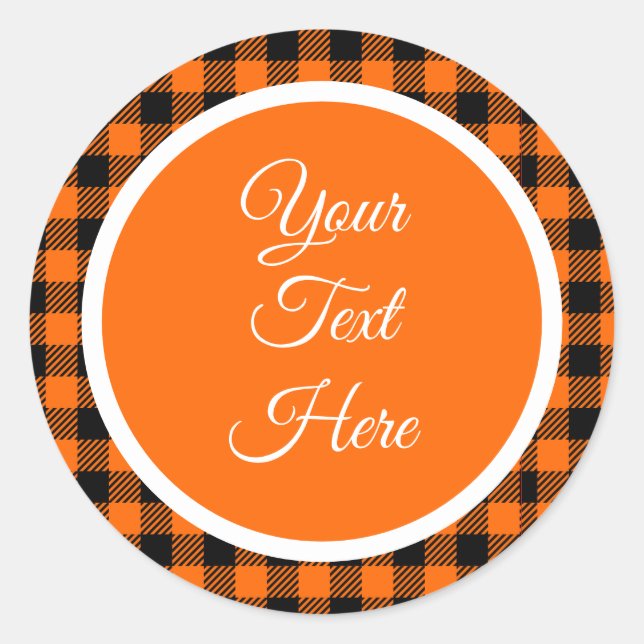 Custom Vintage Christmas Bauernhof Buffalo Karo Runder Aufkleber (Vorderseite)