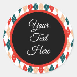 Custom Vintage Christmas Bauernhof Buffalo Karo Runder Aufkleber