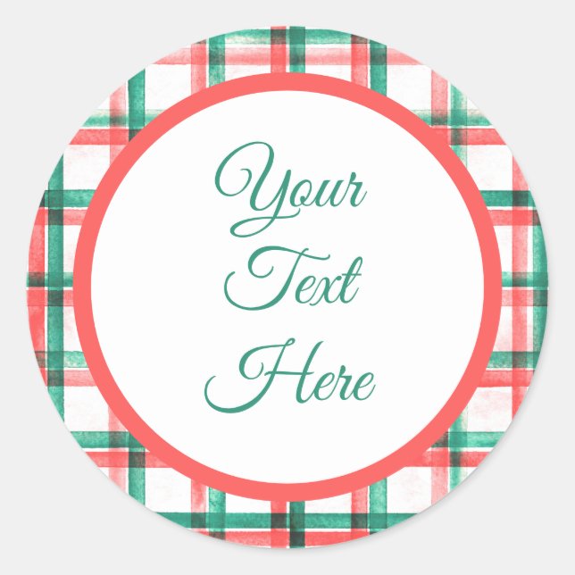 Custom Vintage Christmas Bauernhof Buffalo Karo Runder Aufkleber (Vorderseite)