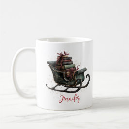Custom Vintage Christmas Sleigh with Books Kaffeetasse