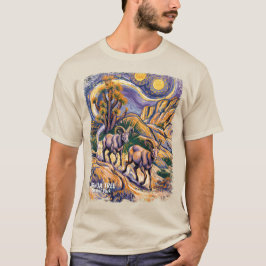 Custom Vintage Joshua Tree Wildlife Sheep Painting T-Shirt