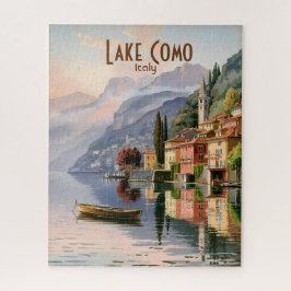 Custom Vintage Lake Como Italy Watercolor Travel Puzzle