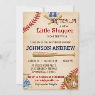 Custom Vintage Little Slugger Baseball Baby Shower Einladung