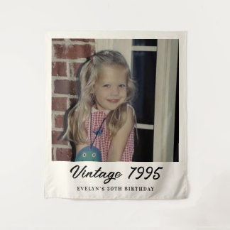 Custom Vintage Photo Birthday Party Wandteppich