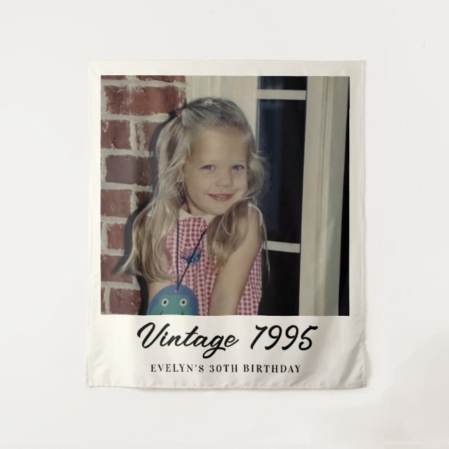 Custom Vintage Photo Birthday Party Wandteppich (Vorderseite)