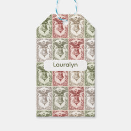 Custom Vintage red green floral Victorian angel  Geschenkanhänger