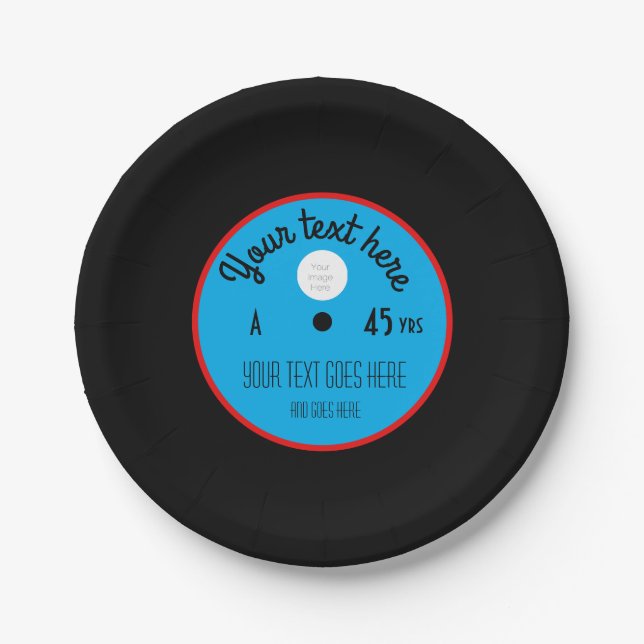Custom Vinyl Record Paper Plates – Personalized  Pappteller (Vorderseite)