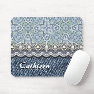 Custom Violet Mint Batik Mosaik Blumenmuster Muste Mousepad