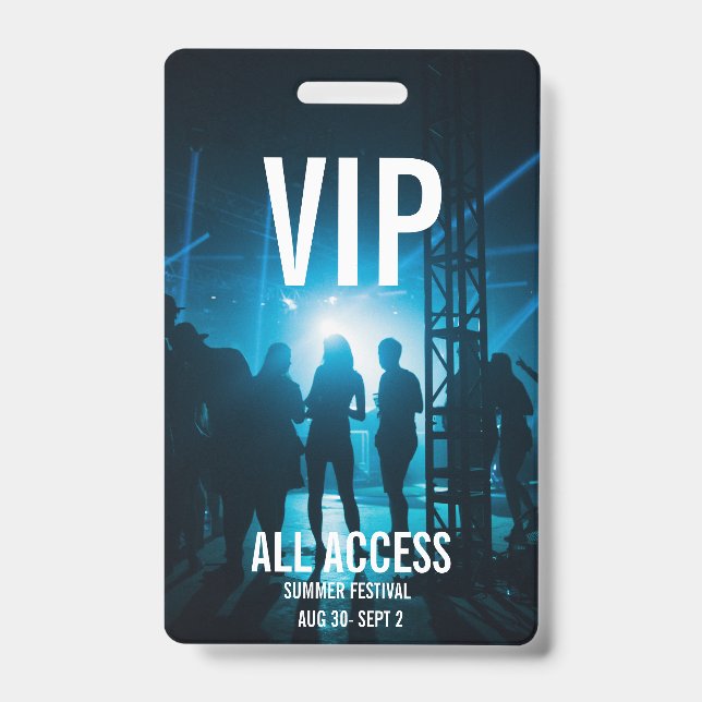 Custom VIP All-Access Concert Event Pass Female Ausweis (Vorderseite)
