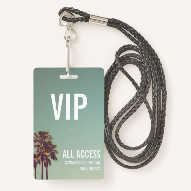 Custom VIP All Access Festival Pass Abzeichen Ausweis (Vorderseite mit Schlüsselband)