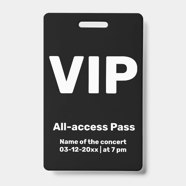 custom vip All Access Pass Konzert Pass Abzeichen Ausweis (Vorderseite)