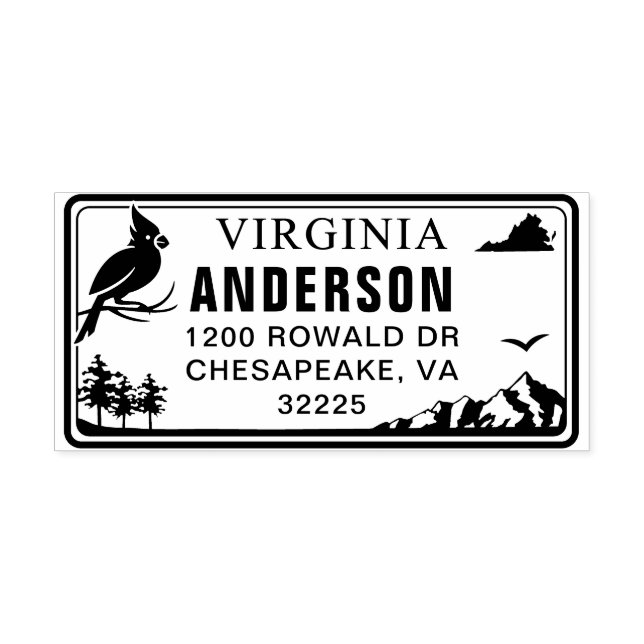 Custom Virginia License Plate Rücksendeadresse Bri Permastempel (Design)