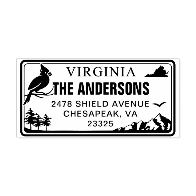 Custom Virginia Staat License Plate Address Permastempel (Design)
