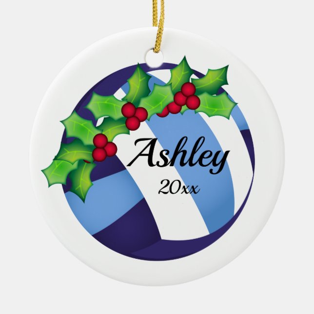 Custom Volleyball Christmas Ornament Navy - Blue (Vorne)
