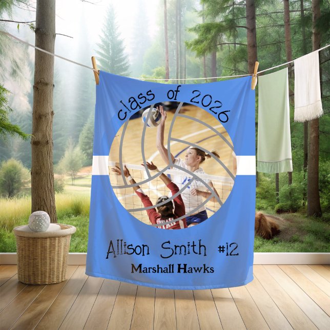 Custom Volleyball Picture Senior Night Graduation Fleecedecke (Von Creator hochgeladen)
