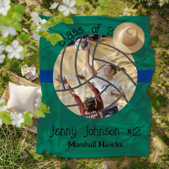 Custom Volleyball Picture Senior Night Graduation Fleecedecke (Von Creator hochgeladen)