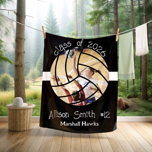 Custom Volleyball Picture Senior Night Graduation Fleecedecke (Von Creator hochgeladen)