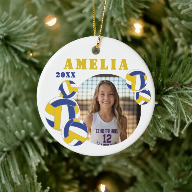 Custom Volleyball Player Photo Christmas Ornament (Baum)