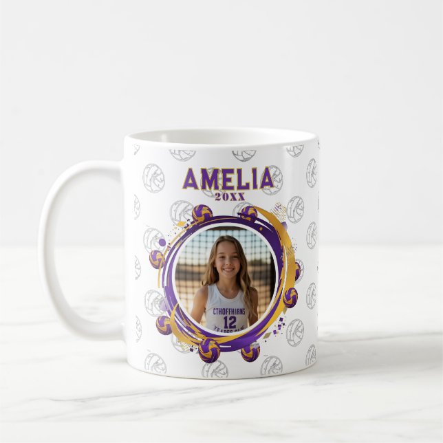 Custom Volleyball Player Photo Sports Kaffeetasse (Links)