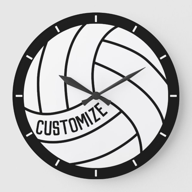 Custom Volleyball Player/Team Name or Text Sport Große Wanduhr (Vorderseite)