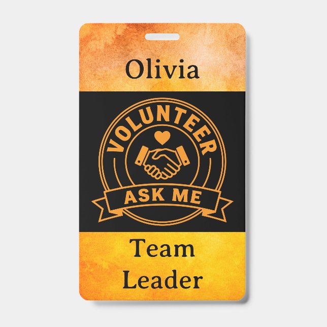 Custom Volunteer Event Staff Name Ausweis (Vorderseite)